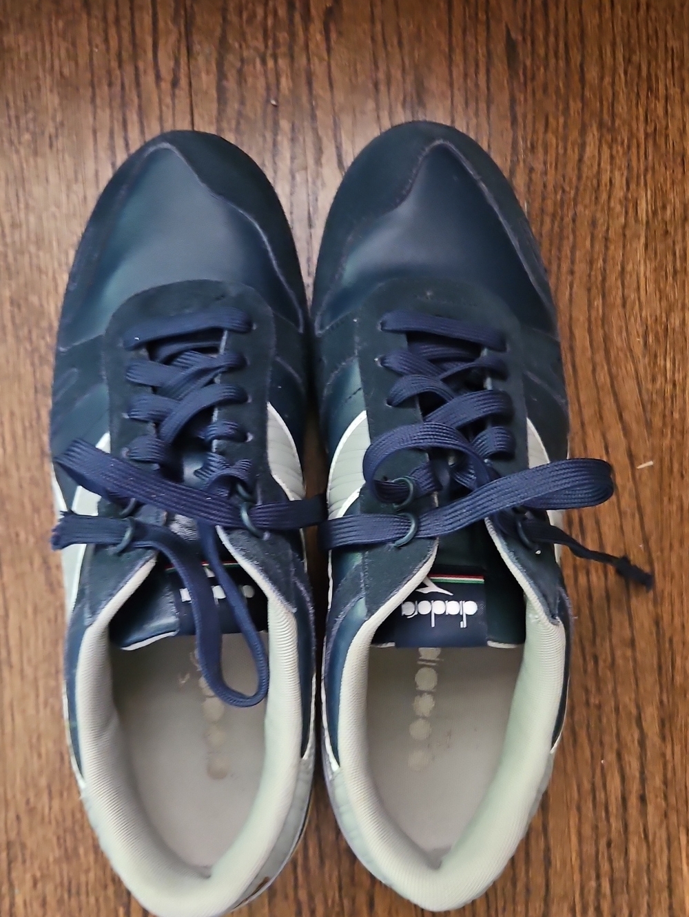 Diadora Navy and White Retro Runner Sneakers